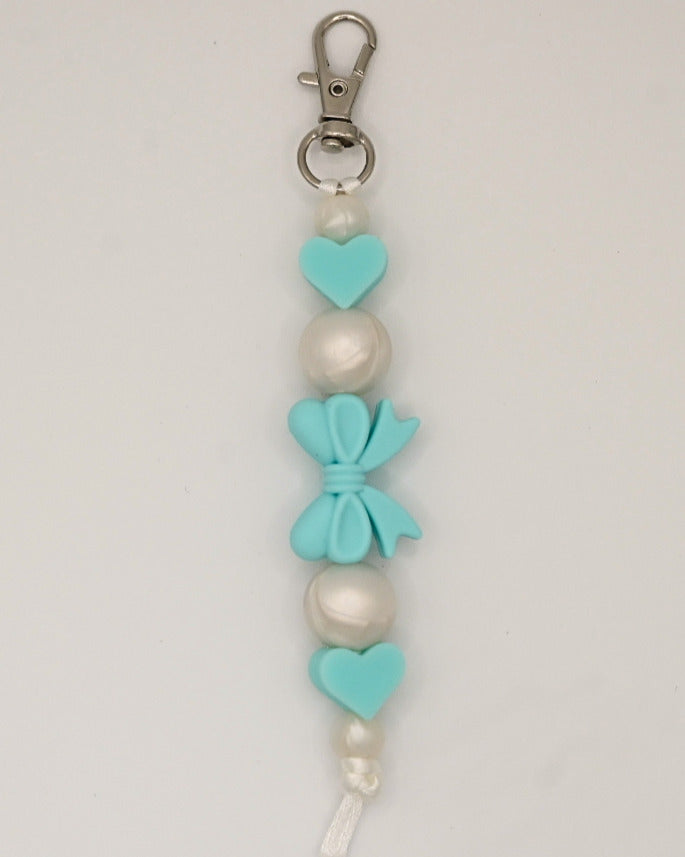 Aqua and Pearl Keychain