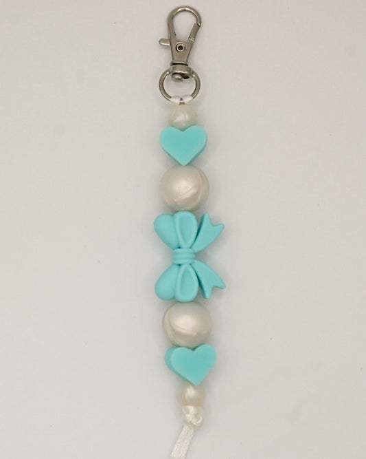 Aqua and Pearl Keychain