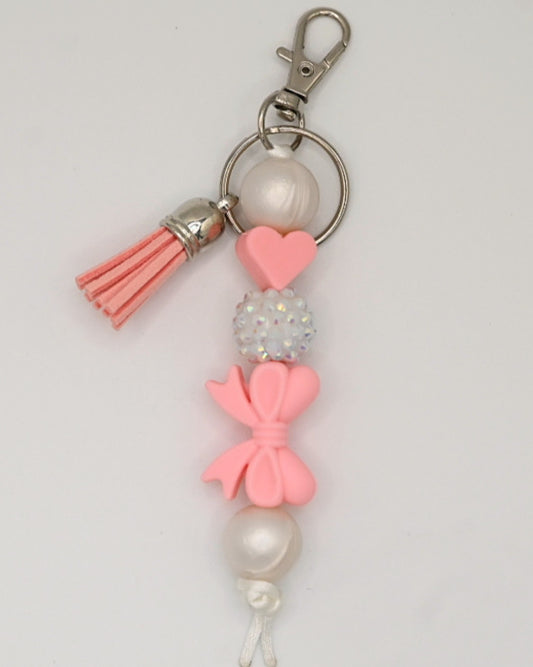 Soft Pink Bow Keychain