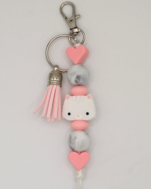 White Cat Keychain
