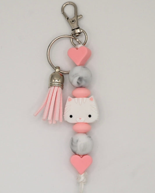 White Cat Keychain